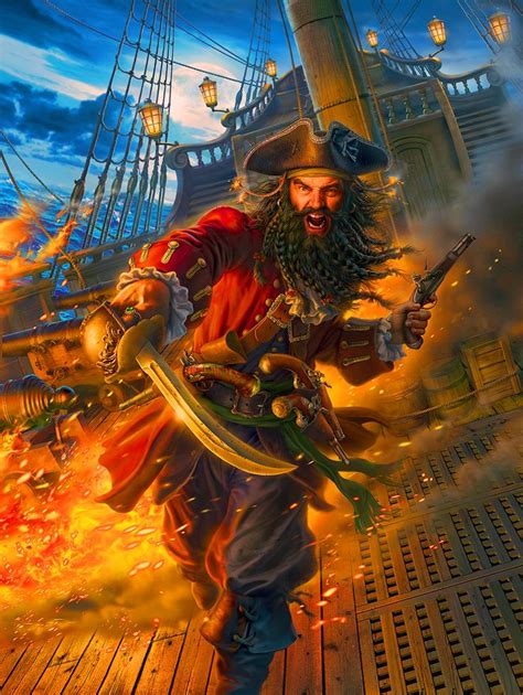 Blackbeard the Pirate | Pirate ship art, Pirate art, Ship art