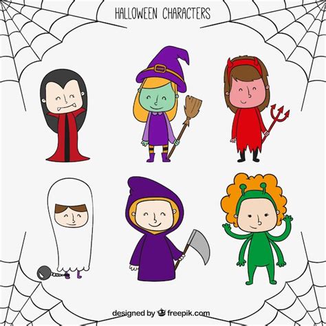 Premium Vector | Hand drawn halloween characters