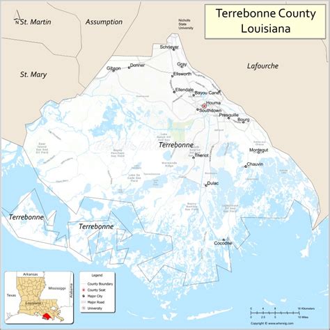 Terrebonne Parish Map, Louisiana - Where is Located, Cities, Population ...