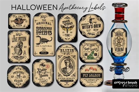 Witch Apothecary Labels Bundle Halloween Potion Bottle Labels By Orange ...