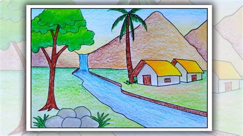 Village Simple Beautiful Easy Scenery Drawing / How to draw simple ...