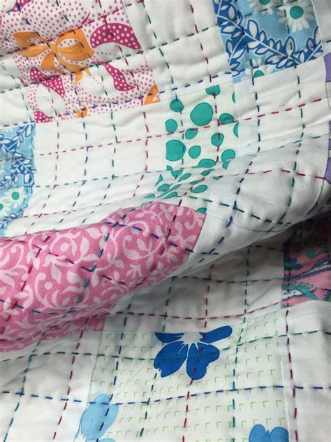 In progress - big stitch quilting using perle cotton thread. | Quilt ...