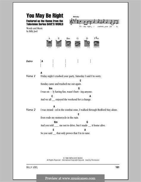 You May Be Right by B. Joel - sheet music on MusicaNeo