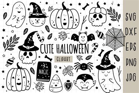 Black And White Cute Halloween Clip Art