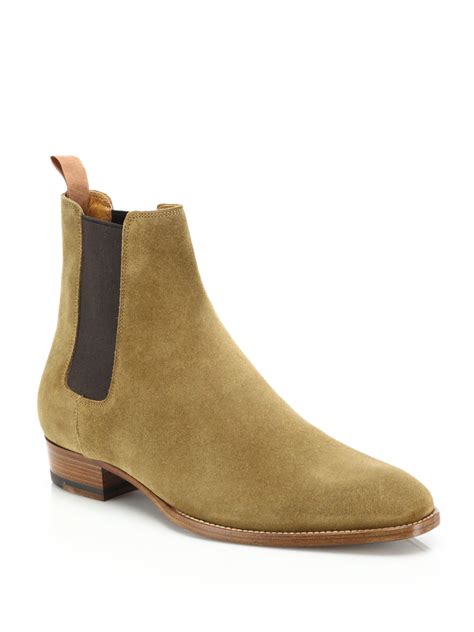 Saint laurent Suede Chelsea Boots in Brown for Men | Lyst