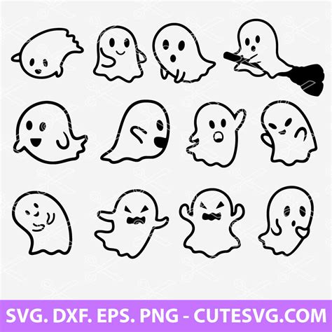 CUTE GHOST SVG BUNDLE, Ghost SVG, Halloween svg, Ghost Clipart