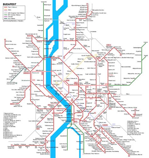 Budapest metro tram map - Budapest metro map airport (Hungary)