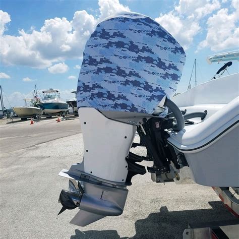 Outer Envy Outboard Motor Cover - Blue Camo - Yamaha 2.8 - TackleDirect