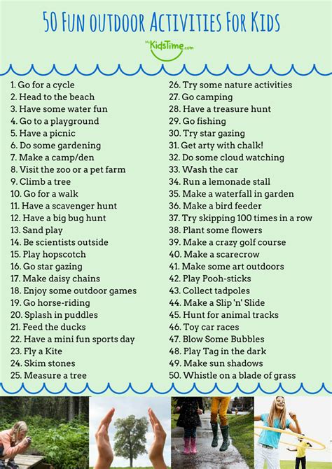 50 Fun Outdoor Activities For Kids Checklist - Riset