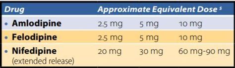 Calcium Channel Blocker Conversion Chart