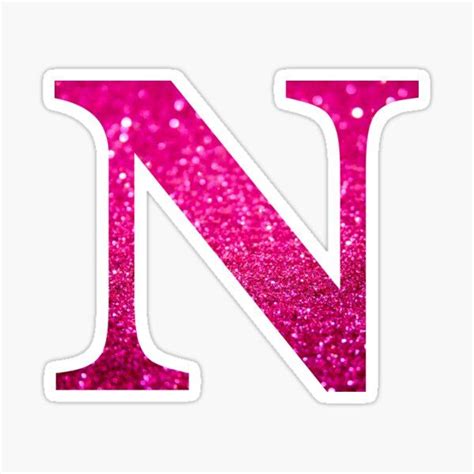 Letter N Pink Glitter Stickers | Redbubble Monogram Art, Monogram ...