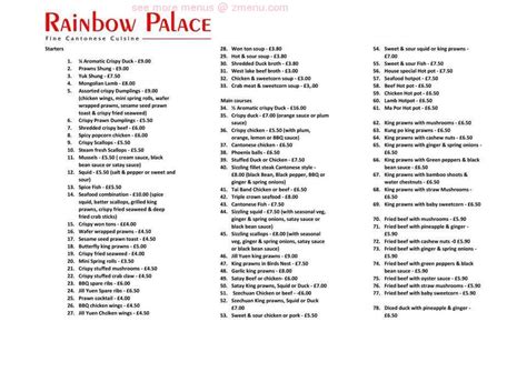 Online Menu of Rainbow Palace Restaurant, Stourbridge, United Kingdom ...