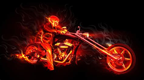 HD Ghost Rider Fire Bike Art HD Wallpaper