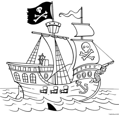 Cartoon Pirate Ship Coloring Page