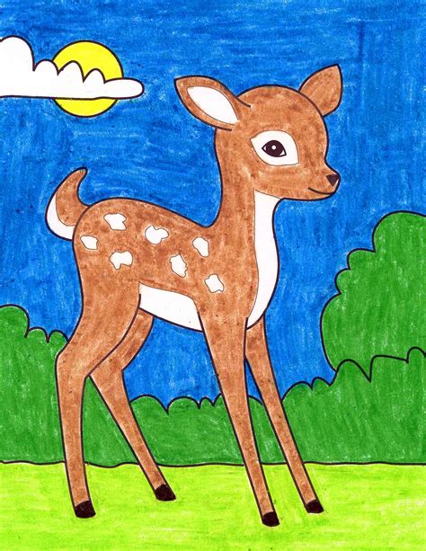 Easy How to Draw a Deer Tutorial and Deer Coloring Page