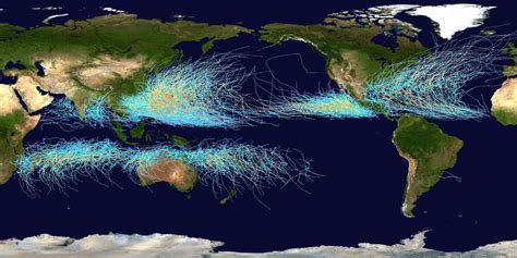 The path of every major hurricane and cyclone from 1985 to 2005 in one ...