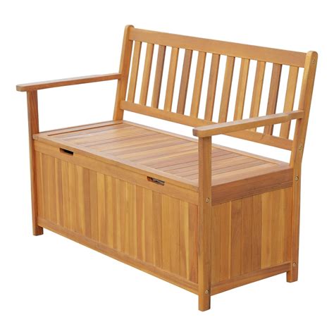 Outsunny 47" Wooden Outdoor Storage Bench with Removable Waterproof ...