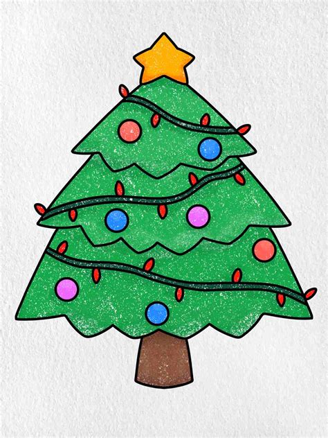 Christmas Tree Cartoon Drawing - HelloArtsy