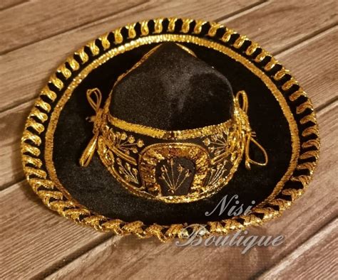 Beautiful Mexican Embroidered Charro Hat, Black With Gold Charro Hat ...