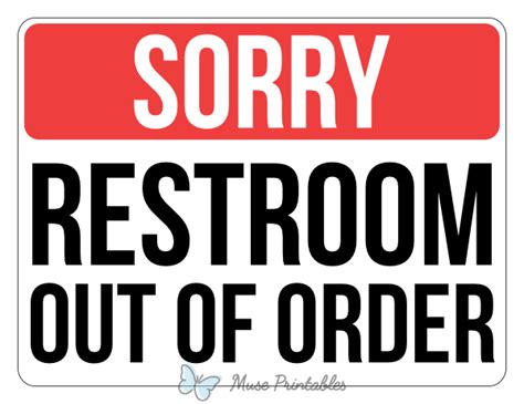 Printable Sorry Restroom Out of Order Sign