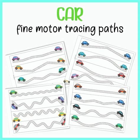 Free Printable Car Theme Fine Motor Tracing Strips - The Artisan Life