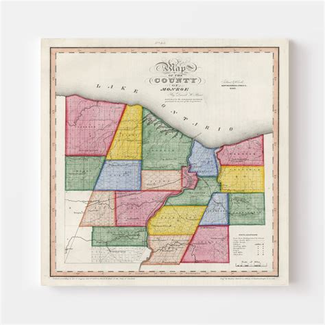 Vintage Map of Monroe County New York, 1840 by Ted's Vintage Art