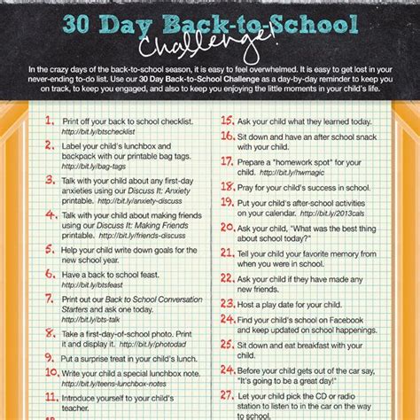 30-Day Back to School Challenge - iMOM | Mom challenge, Back to school ...