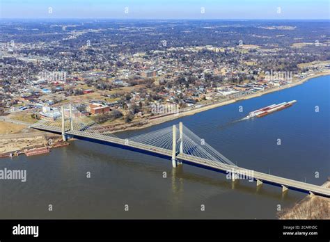 Aerial Photo of Suspension Bridge over Mississippi River in Cape ...