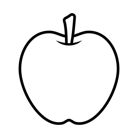 Apple Coloring Page Vector Illustration Image on White Background for ...