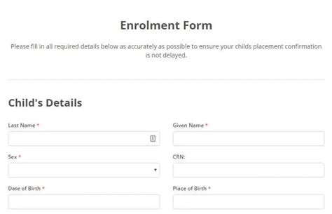 Kindergarten Enrolment Form - Online form templates Australia