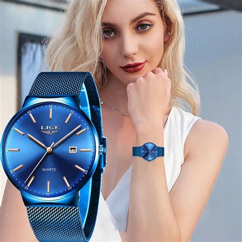 LIGE Womens Watches Top Brand luxury Analog Quartz Watch Women Full ...