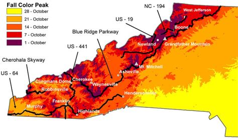 New Map Predicts Arrival of Peak Fall Foliage in Western North Carolina ...