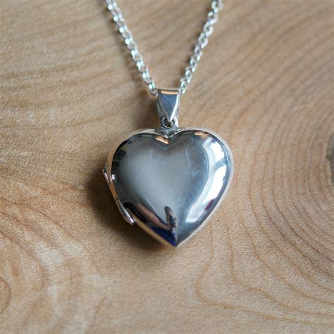 Silver heart locket necklace, sterling silver engraved heart locket ...