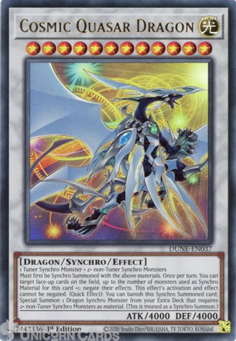 DUNE-EN037 Cosmic Quasar Dragon :: Ultra Rare 1st Edition Mint YuGiOh ...