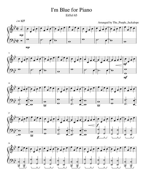 I'm Blue by Eiffel 65 for Piano sheet music for Piano download free in ...