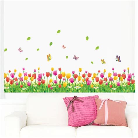 Wonderful Garden Tulip Flower Sticker | Diy wall decals, Wall stickers ...