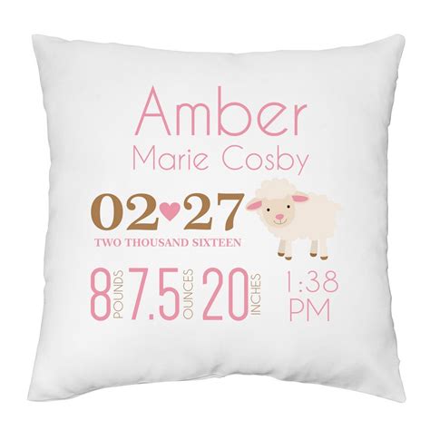 Baby Girl Birth Announcement Personalized Pillow Case