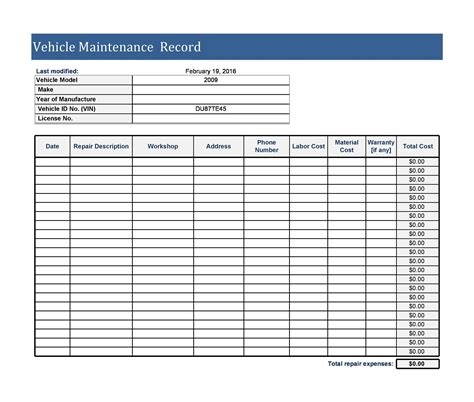 Car Maintenance Log Template | Images and Photos finder