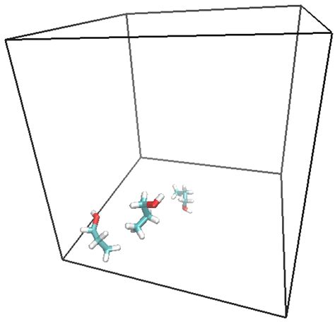 13: Simulation cell illustrating solute-solute (propanol) interactions ...