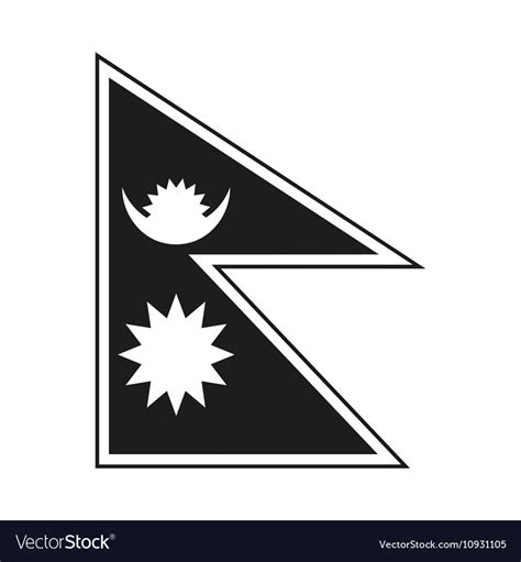 Flag of nepal monochrome on white background Vector Image