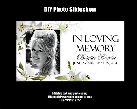 DIY Memorial Photo Slideshow Powerpoint White Lily Funeral - Etsy Canada