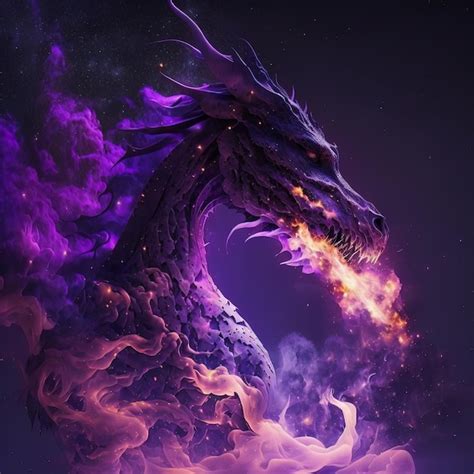 Premium AI Image | A dragon with a purple background and the word fire ...