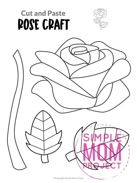 Free Printable Rose Craft Template - Simple Mom Project | Rose crafts ...