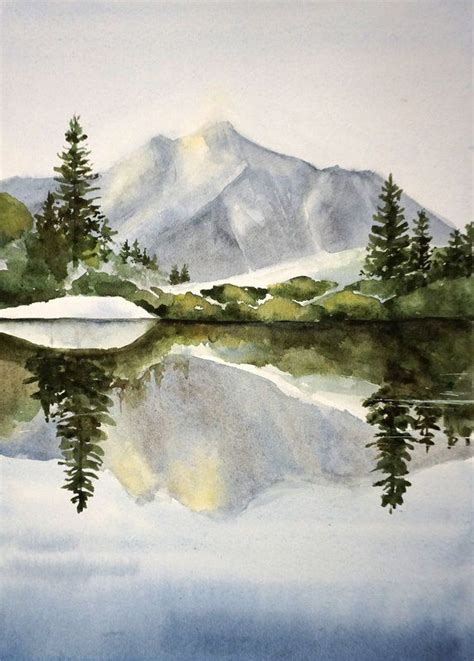 Morning Landscape ORIGINAL Watercolor Painting - Mountains, Forest ...