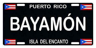 Puerto Rico FLAG Bayamón LICENSE PLATE CAR Boricua Black Emblem | eBay