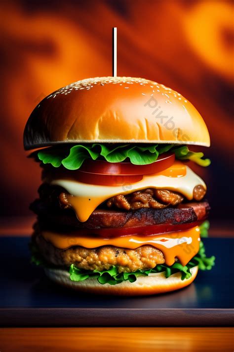 Tasty Burger Background Fresh Hamburger Fastfood With Beef And Cheese ...