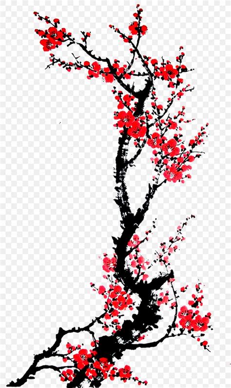 Ink Wash Painting Flower Chinese Calligraphy Image, PNG, 1074x1800px ...