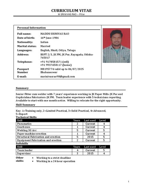 ITI Fitter Resume | Machines | Mechanical Engineering