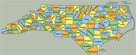 Map of North Carolina Counties