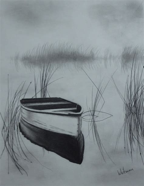 Elena Whitman | Pencil drawings of nature, Boat drawing, Cool drawings